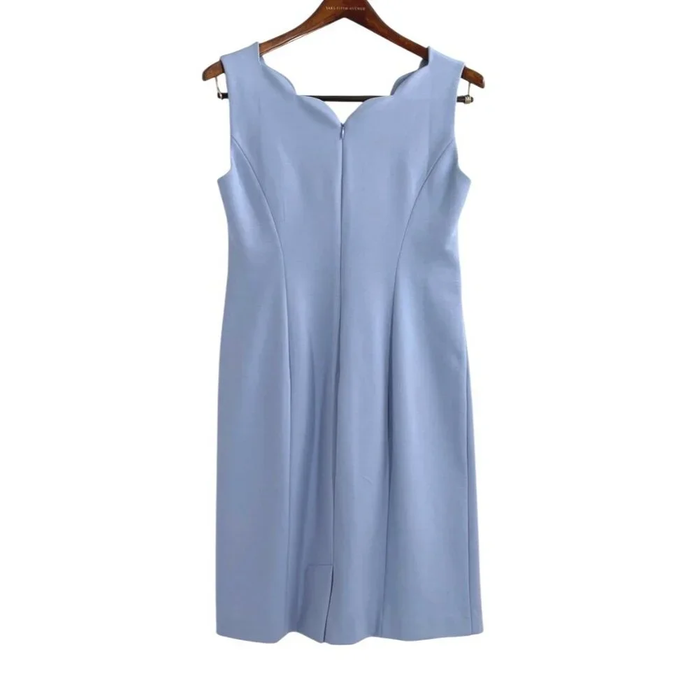 NWT Talbots Womens 6P Sleeveless Scalloped Neck Sheath Dress Blue Feminine - Picture 3 of 8
